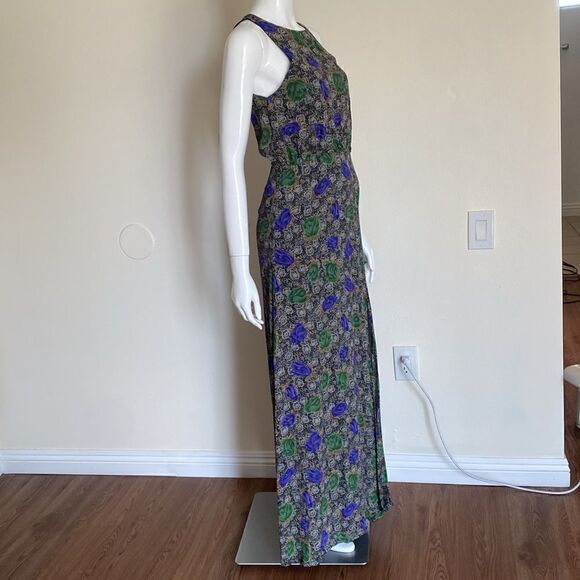 Revolve Line And Dot Blue & Green Floral Sleeveless Maxi Dress Size Medium - Picture 5 of 11